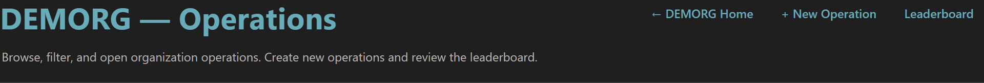 Org Operations page header with + New Operation and Leaderboard action buttons