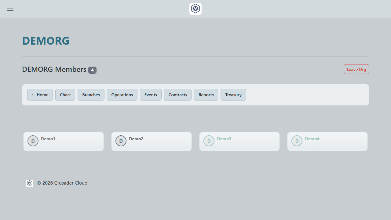 Organization member area used for managing member growth and activity