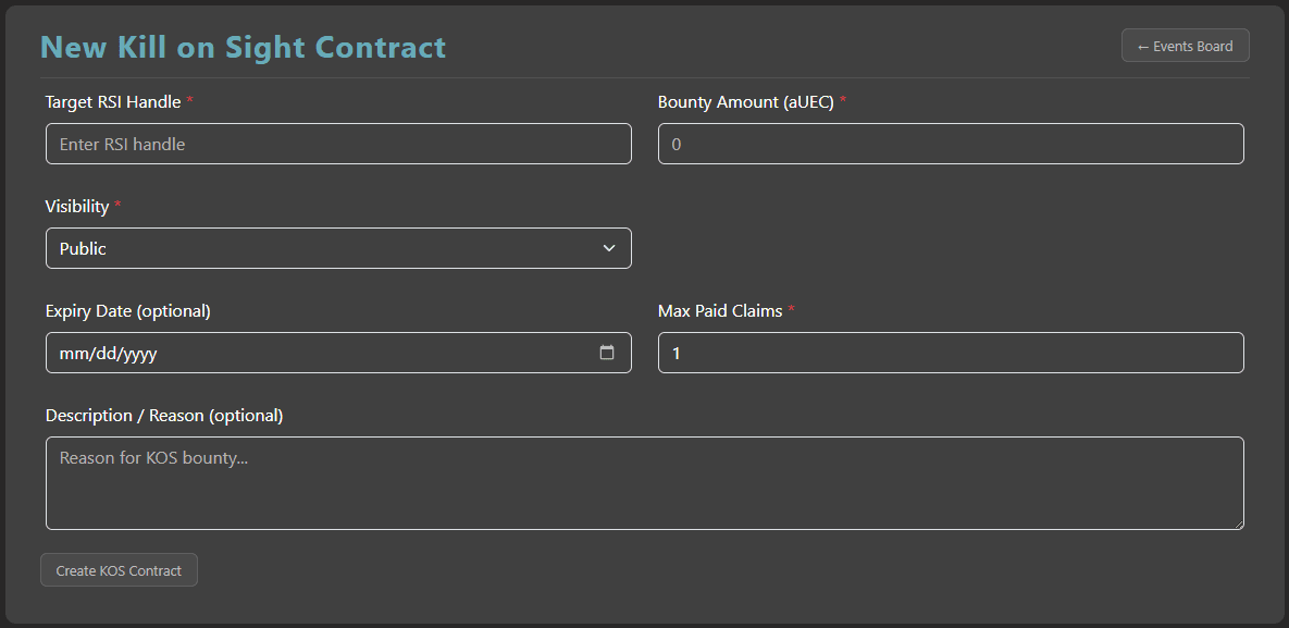 New KOS Contract form