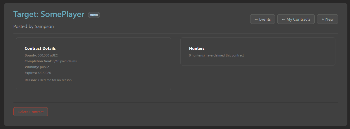 KOS contract claim and proof submission
