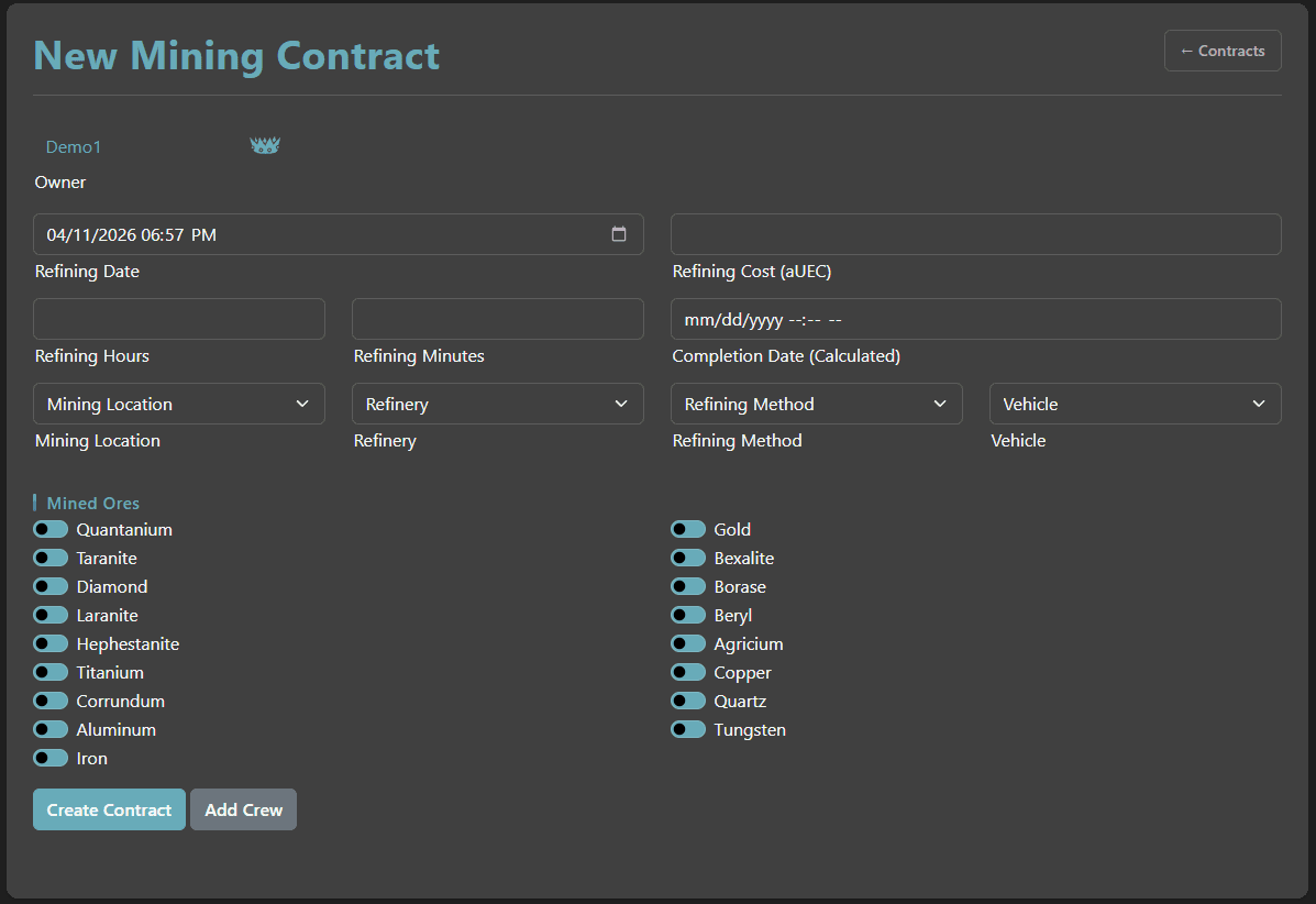 New Mining Contract Step1
