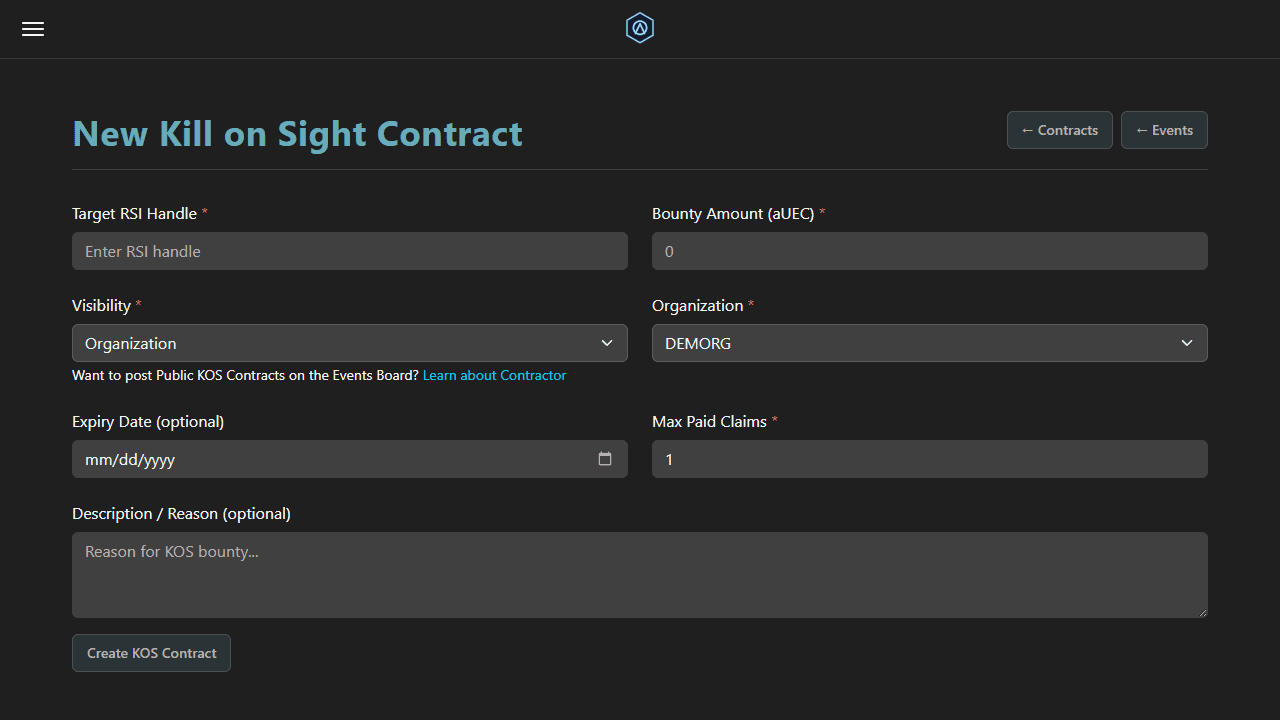 KOS contract payout and completion